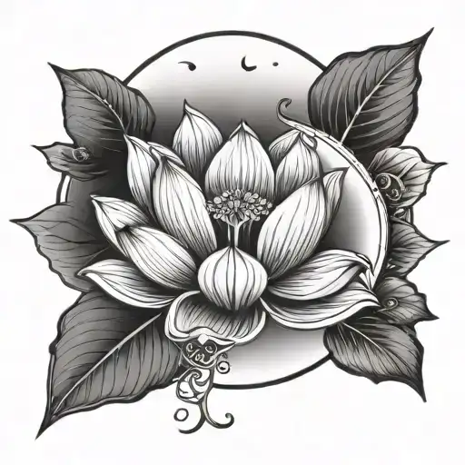 Lotus Flower Plus Moon