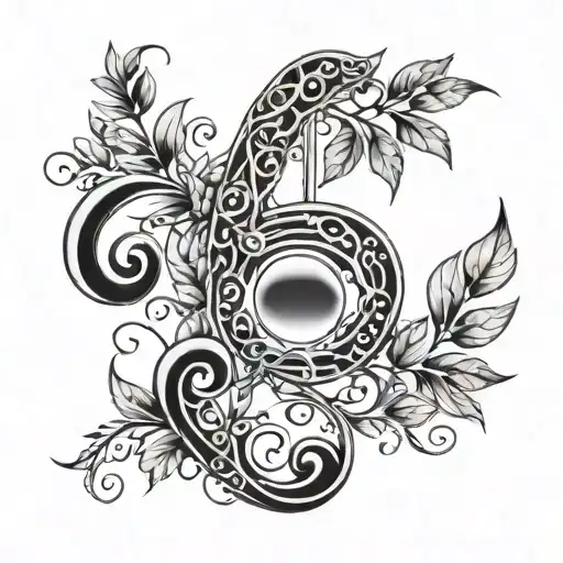 Leaf Vine Wrapping With Music Notes And Moon Hanging With Semi Colon