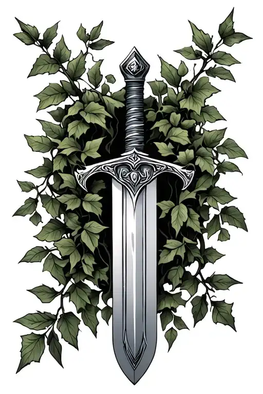 Sword Wrapped In Ivy Vines