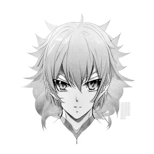 A Black And Grey Portrait Of The Client's Favorite Anime Character