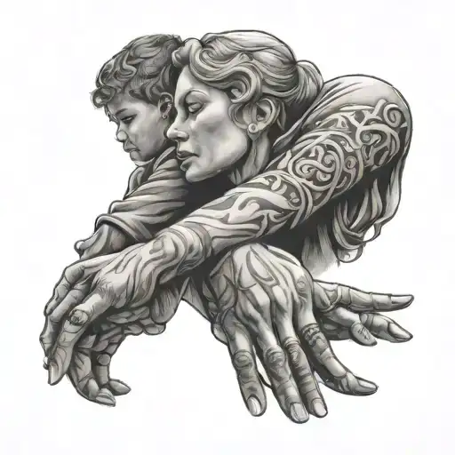 Mother And Sons Holding Hands