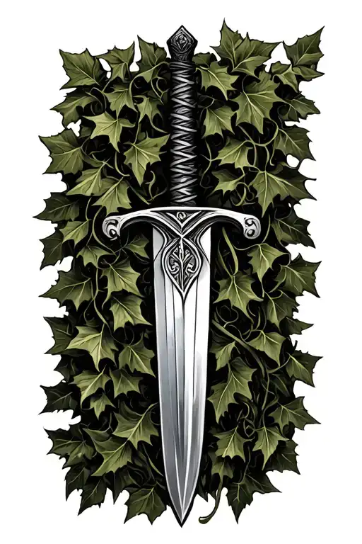 Sword Wrapped In Ivy Leaves