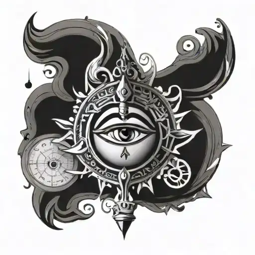 Lord Shiva Third Eye And Illuminati Consisting A Compass Arm