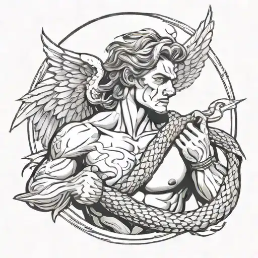 Muscular Angel With Snake And