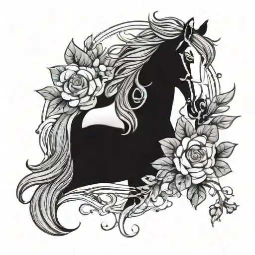 Flowers & Vines With Horse Head