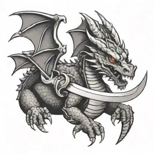 Dragon With Knife Piercing