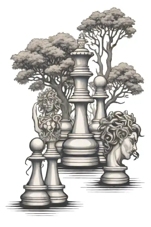Three Trees And 1 Queen Chess Piece Featuring
