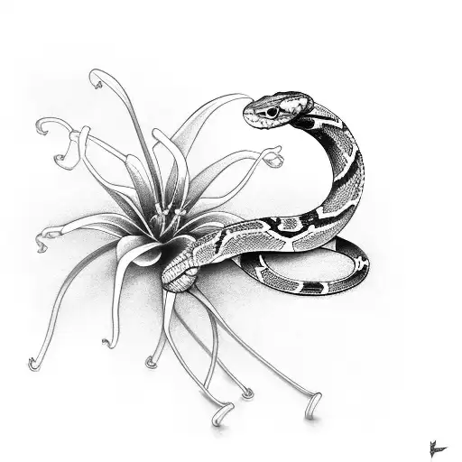 Snake With Spider Lilys