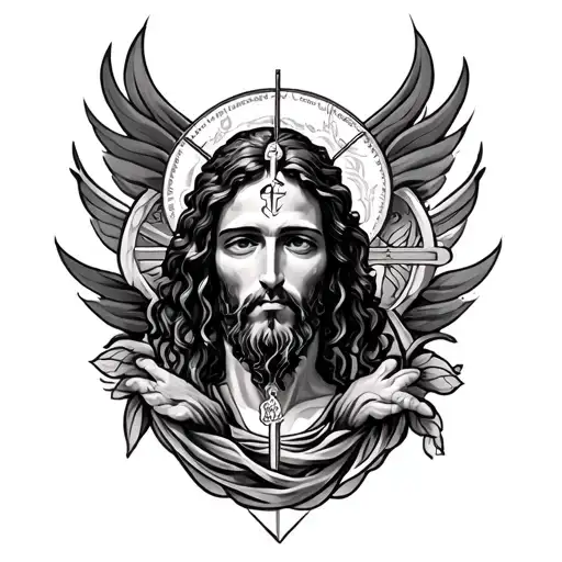 Full Sleeve Tattoo Featuring Religious Designs