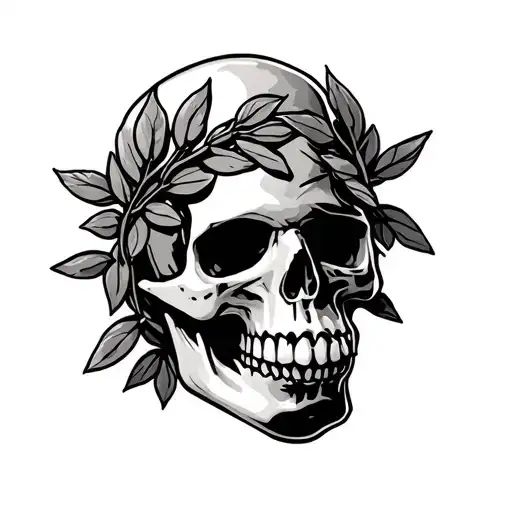 Skull With Laurel Wreath On Head