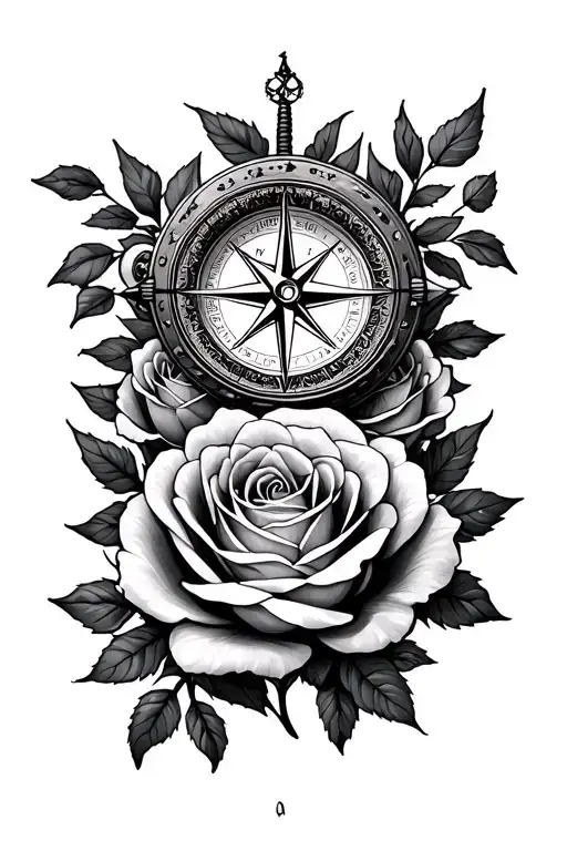 Compass Surrounded By Roses