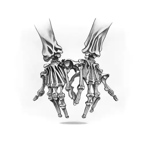Skeleton Hand Holding Hand