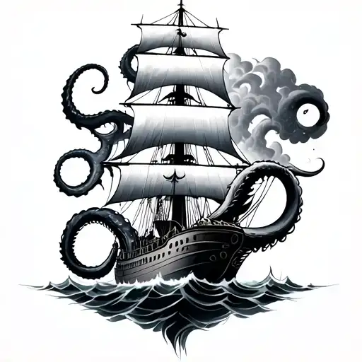 Kraken Destroying Ship