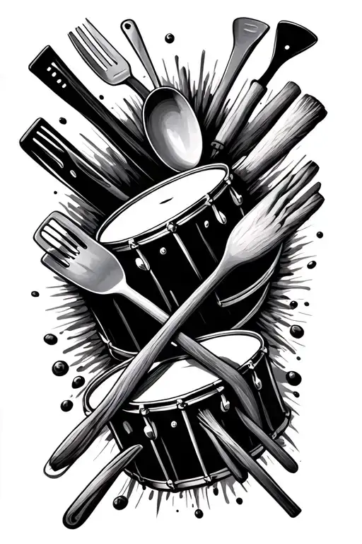 Cooking Utensils Morphing With Drumsticks Crossed