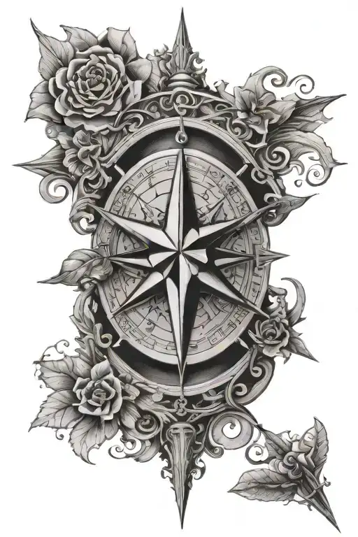 Co-ordinates Above And Below With A Compass Rose In The Middle