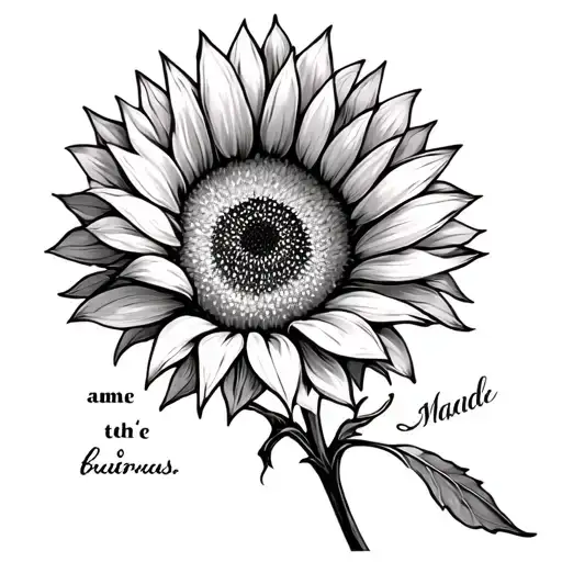 Sunflower With Name As The Stem And A Quote Written