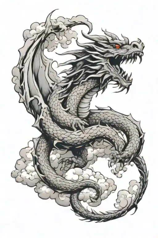 A Dragon Between The Clouds
