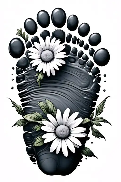 Baby Footprint With Daisy