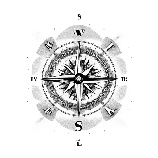 Minimalistic Compass With L T T B As Directions With Fade Outs At Top And Bottom Splashlike