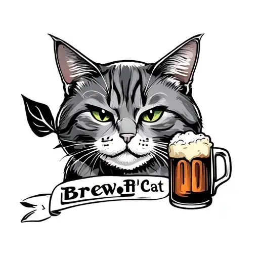 Cat Head Hostile Attitude Beer At Hand Feline Aggression Words Brew Cat