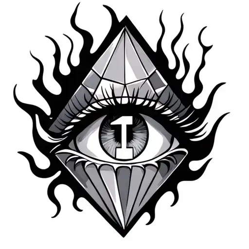 Diamond With 1 In The Middle With Flames Coming Around The Diamond Tattoo Around The Eye