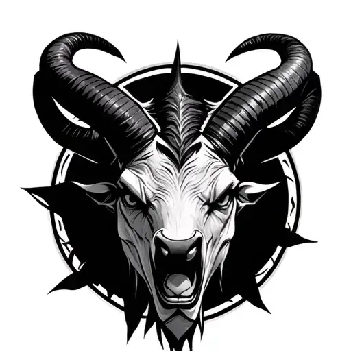 High Tech Sci-fi Demonic Capricorn Zodiac Tattoo Design