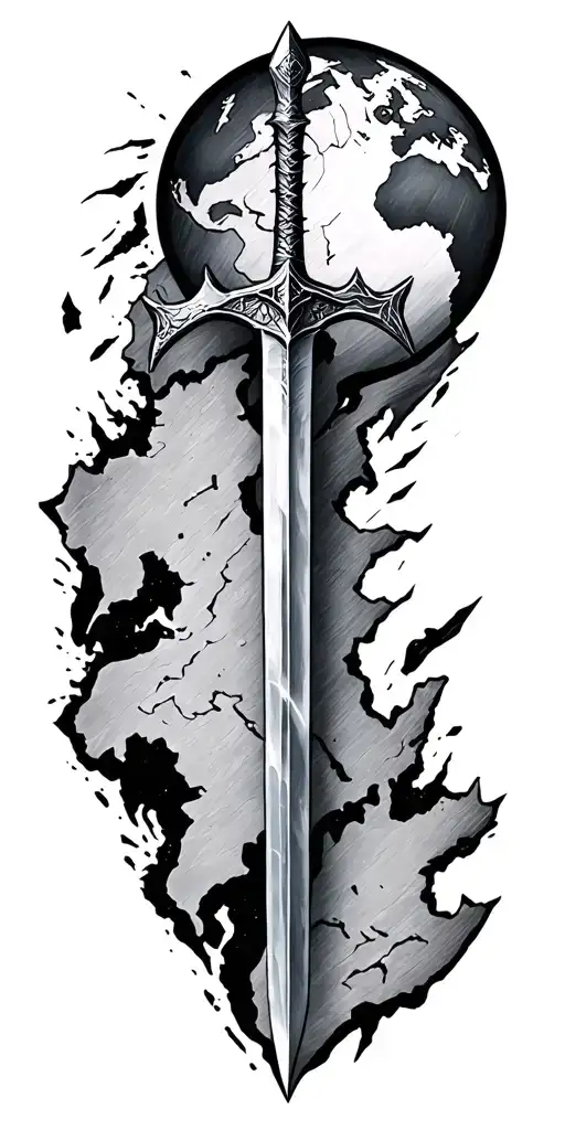 Lord Of The Rings Mittel Earth Map And Broken Sword