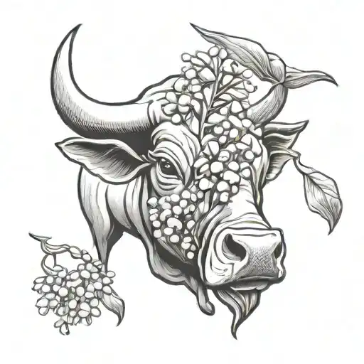 Bull With Lily Of The Valley Flowers