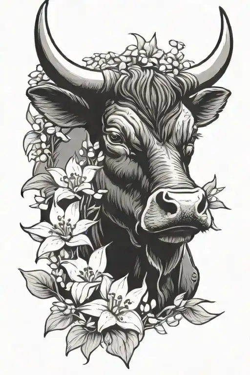 Bull With Lily Of The Valley Flowers Blooming
