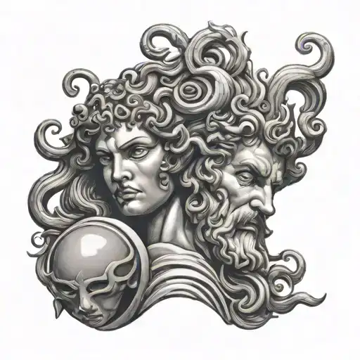 Medusa Holding Poseidon Head