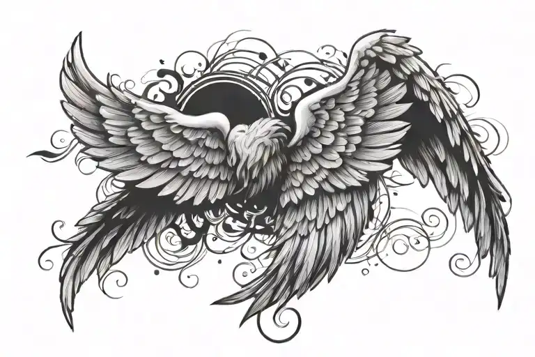 Angel Wings With Writing Underneath