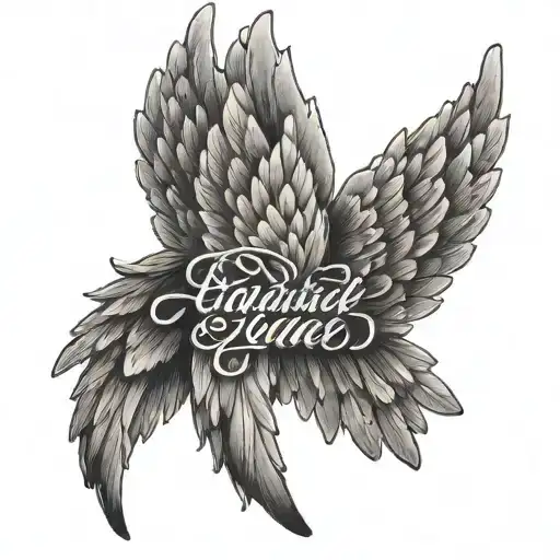 Angel Wings With Writing Underneath