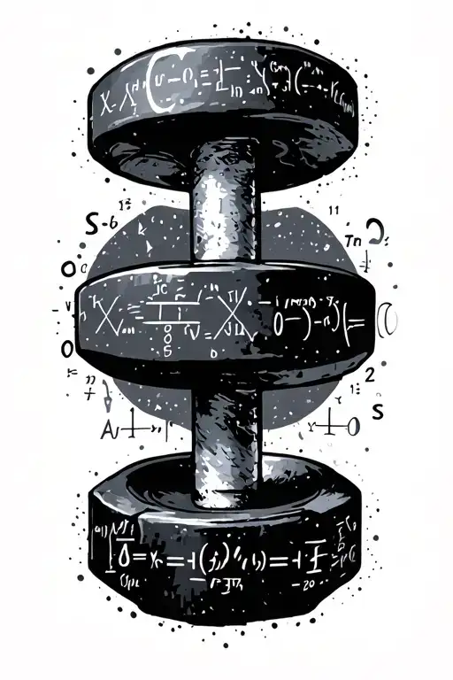 Dumbbell Surrounded By Scientific Equations
