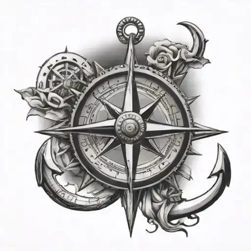 Anchor And Compass Rose