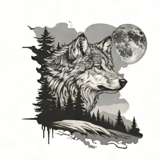 Wolf With A Landscape In It