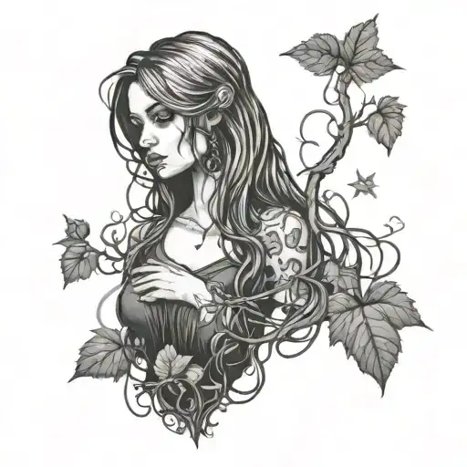 Goth Girl In Woods Raining Vines