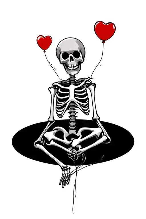 Skeleton And Heart Balloon Floating