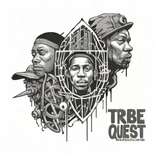 Fine Line Tattoo Of A Tribe Called Quest's Album Cover Art For 'A Low End Theory'