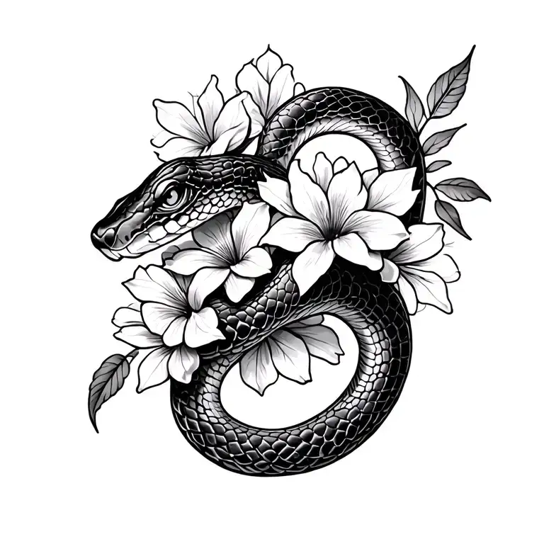Snake And Flowers