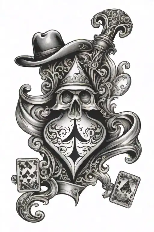Western Themed Sleeve With Ace Of Spades Playing Card