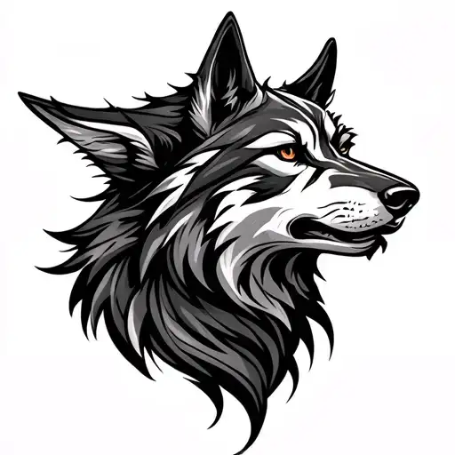 Wolf Head Celtic Pure Knotwork Sideview Howl 2D Small Serpentine