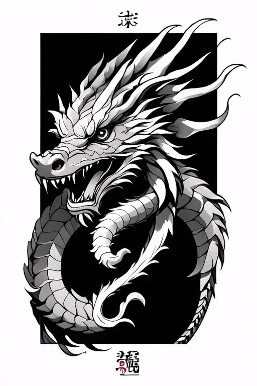 Egyptian Hiregliphics And Japanese Dragon