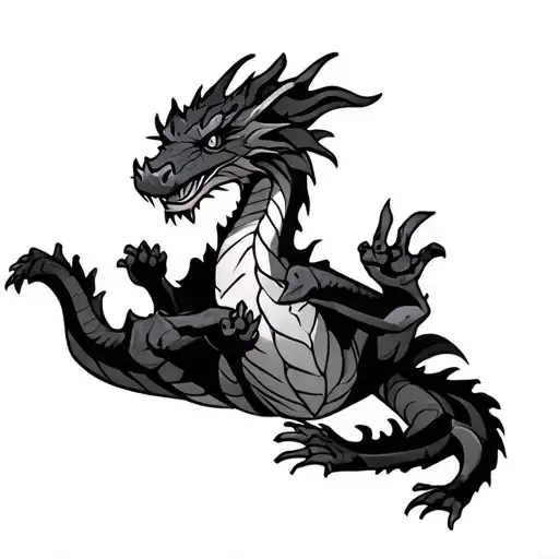 Dragon Lying On Its Back With Paws In The Air