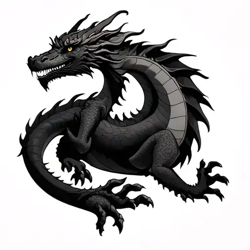 Minimalist Dragon Lying On Its Back