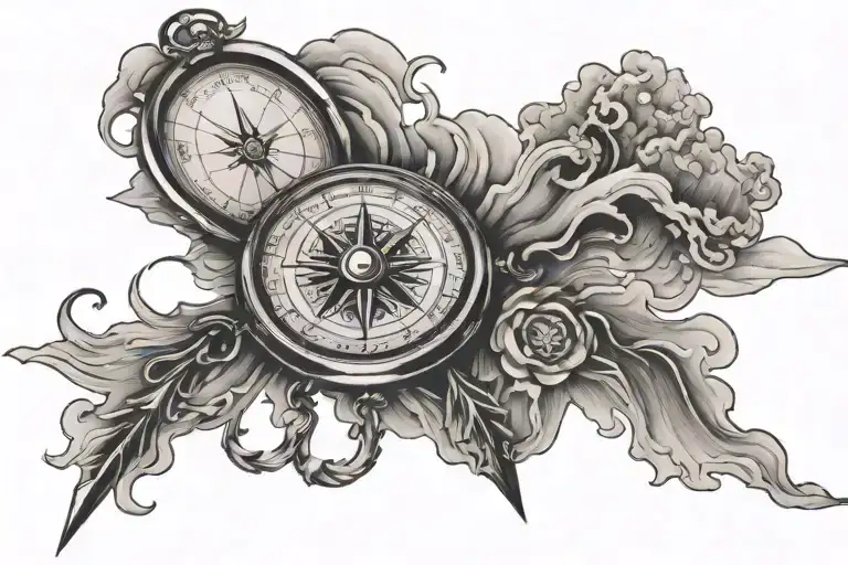 Compass Surrounded By Storm Cloud Background