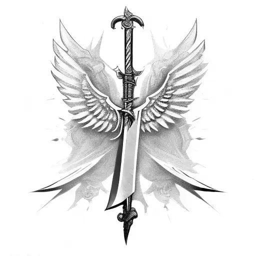 Winged Sword With Scroll