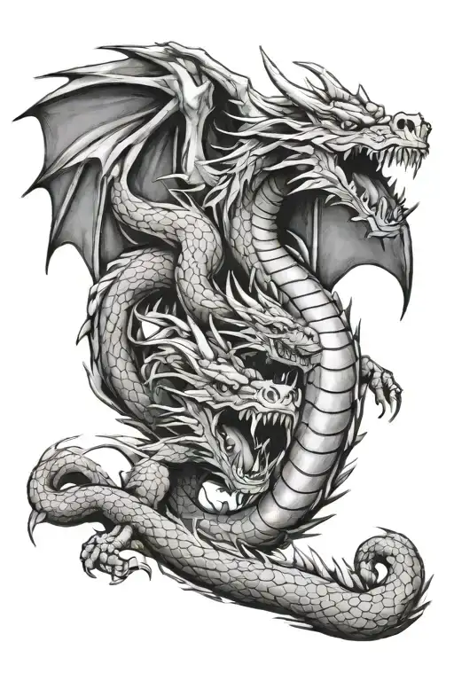 A Scary Sketch Dragon Tattoo Design