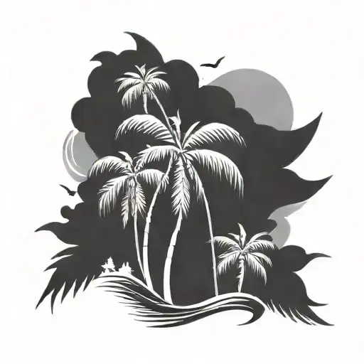 Palm Trees And Sunset Beach Upper Arm Sleeve