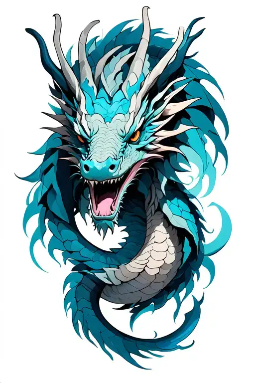 Azure Dragon Wrapped Black And White
