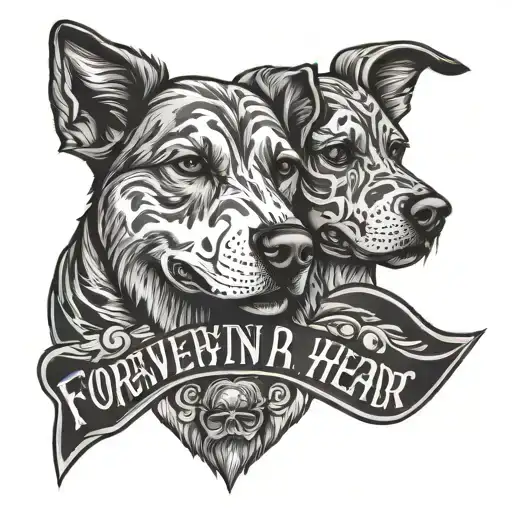 Two Dog Faces And Above Them It Is A Text With Forever In My Heart